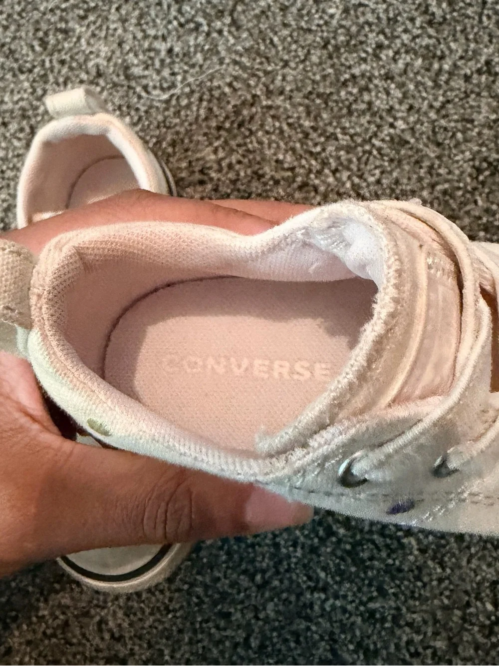 Converse Kids Low Top Sneakers in Light Pink Canvas with Pastel Polka Dots